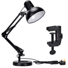 TEKLED Adjustable Desk Lamp with E27 Bulb Holder, A60 LED Included, 3000K, Swing Arm, Clip-On C-Clamp, 1.5m Cable, Ideal Desk Light for Office, CE &