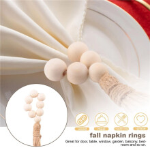 8 Piezas de Servilletero de Cuentas de Madera Natural Hecho a Mano Soporte para Bodas Fiesta Hogar Hotel DecoracióN Mesa Cena DecoracióN