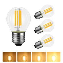Caldarax 4 Pack 4W E27 LED G45 Filament Golf Ball Bulb Dimmable, Warm White 2700K, 40W Equivalent, Large Edison Screw, 400lm, E27 LED Vintage Glass G