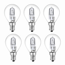 Caldarax Pack of 6 E14 G45 42W Golf Ball Bulb Dimmable, 613LM Warm White 2700K, AC 230V, Mini Globe Classic Clear Round Light Bulb E14 SES Small Edis