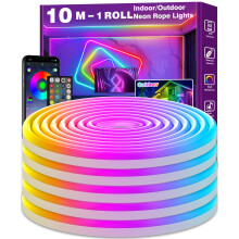 AILBTON 10m Led Neon Rope Lights,Flexible Led Rope Lights,Control with App/Remote,Multiple Modes,IP65 Outdoor RGB Neon Waterproof,Music Sync Gaming S
