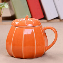 Becher KüRbis Becher mit Deckel - Keramik Dekoration Ornament Kaffee Tassen GroßE SüßE Herbstdeko Tassen Teetasse - Geburtstags Geschenk Idee