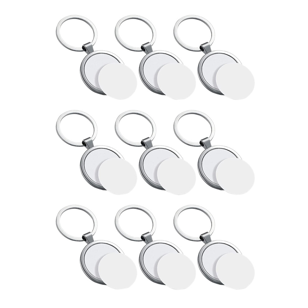 9 Stuks Sublimatie Sleutelhanger Ronde Warmteoverdracht Sleutelhanger Metalen Bord Sleutelhangers Dikke Sublimatie Foto Sleutelhanger-image