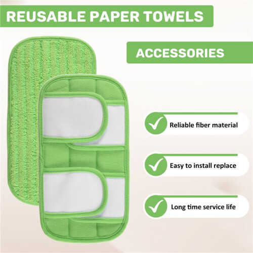 2PCS Wet/Dry Flat Mop Cloth Microfiber Floor Mop Replacement for  Sweeper Machine Washable Easy to Replace 2