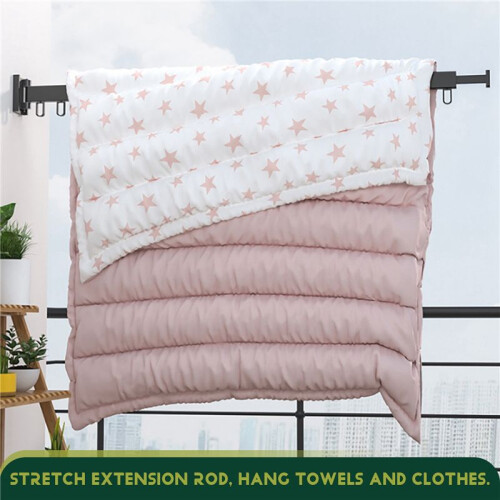 Folding Clothes Hanger Wall Mount Retractable Cloth Drying Rack Aluminum Laundry Clothesline Space Saving Drying Black C 2