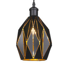 GIGGI Black Ceiling Light Shade with Gold Inner, Metal Lampshades for Ceiling Lights, Modern Easy Fit Pendant Lamp Shades for Table Lamps, Living Roo