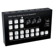 -Kompatibler Videomischer/Switcher für Live-Streaming, 4 Kanäle, 4-Wege-Multiview, -Kompatibel, EU-Stecker