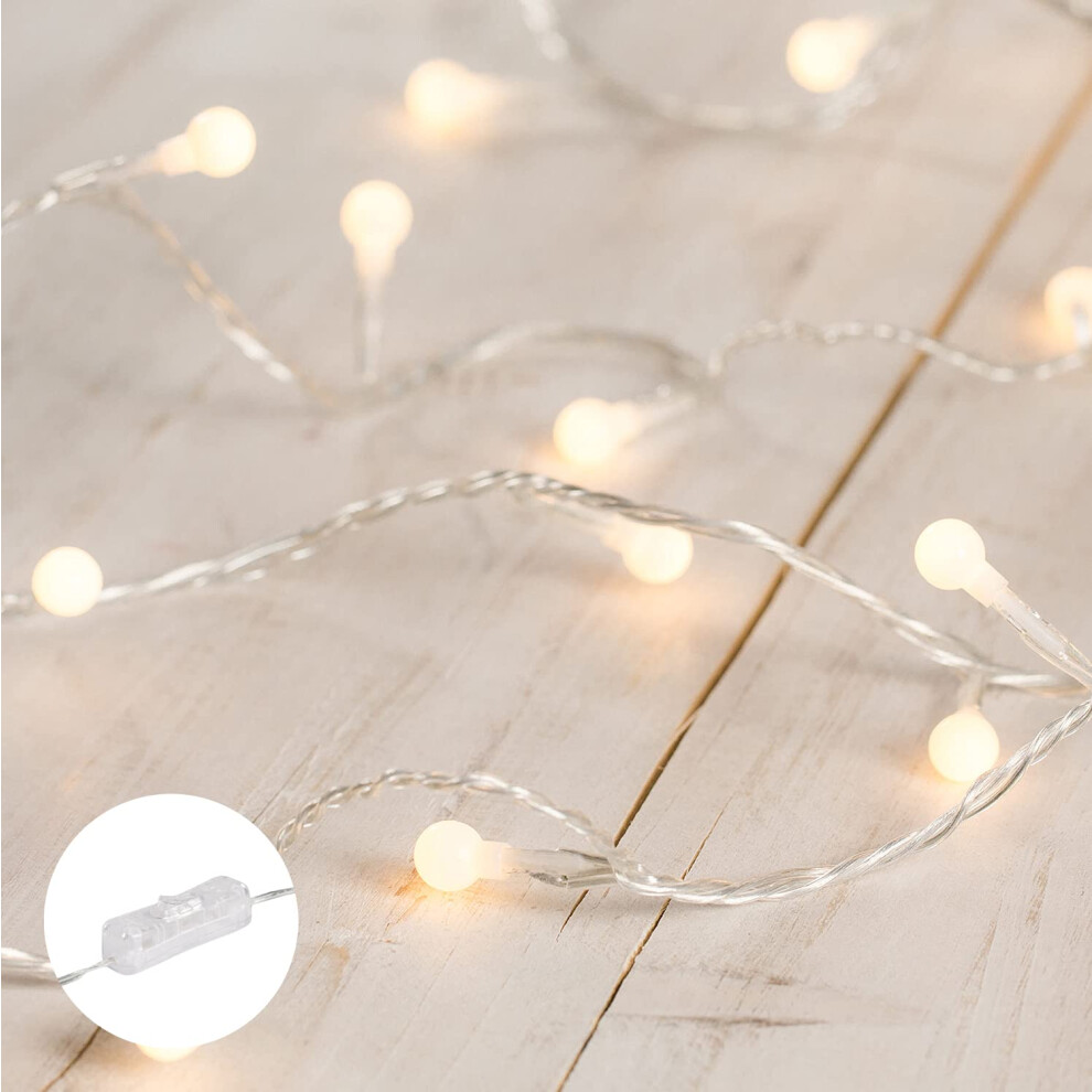 Lights4fun Indoor Berry String Fairy Lights 40 Warm Leds On Clear Cable 3.1M Plug In Rocker Switch White 14540981