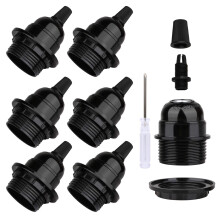 Zevnico 6 Pcs E27 Lamp Holder, Vintage Black Lampholder with Lampshade External Fixing Ring Fitting, Bakelite 250V 4A, Edison Retro Style Screw E27 L