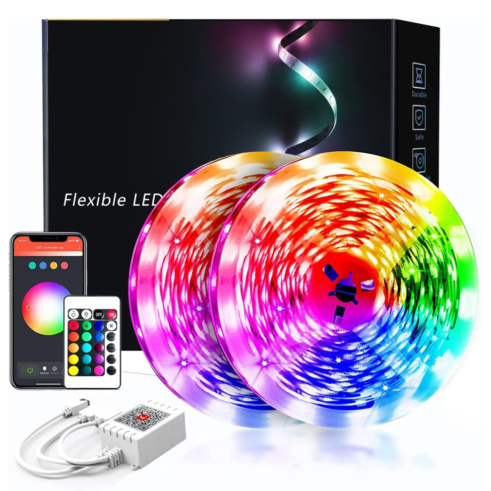 Phopollo Led Strip 20M Compatible For Alexa & Google Home, Smart Wifi App Control, Music Sync Mode With Mic, Flexible Led S For Bedroom, G Light 86454322