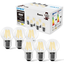 LVWIT E27 LED Filament Bulb,5.5W LED Vintage Globe Bulbs,E27 Edison Screw Bulbs,Golfball Mini Globe Bulb 60W Equivalent, 806Lm, Warm White 2700K, Not