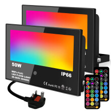 Lighting masters LED Flood Lights Outdoor 50W RGB with Timed Remote Control