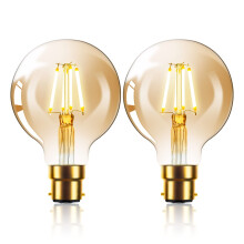 Sarveeta Vintage Edison LED Light Bulb 6W G80 Globe LED Filament Bulb B22 Bayonet Cap Edison Retro Style LED Decorative Light Bulb Warm White 2800K,