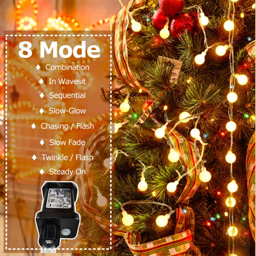 FANSIR Globe String Lights Waterproof, 10M 33ft 100 LED Plug in Fairy Lights 1