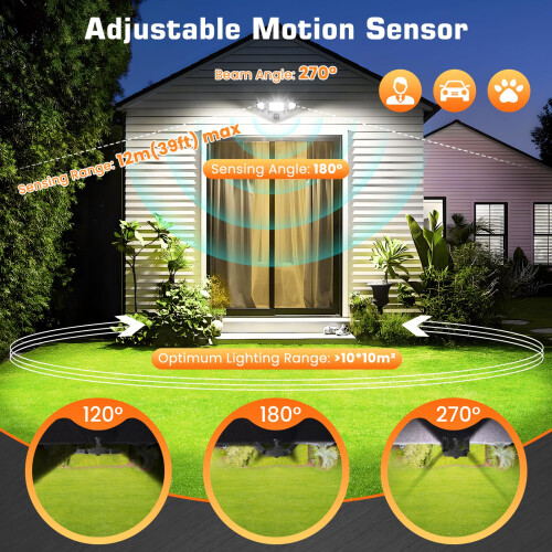 MEIKEE 42W Security Lights Outdoor Motion Sensor 3600LM PIR Floodlights 2