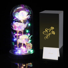 Touloube Galaxy Rose for Her, Light Up Rose Flowers, Artificial Flower Rose Gift for Women Mom Wife Lover Daughter, Rose Flower in Glass Dome Present