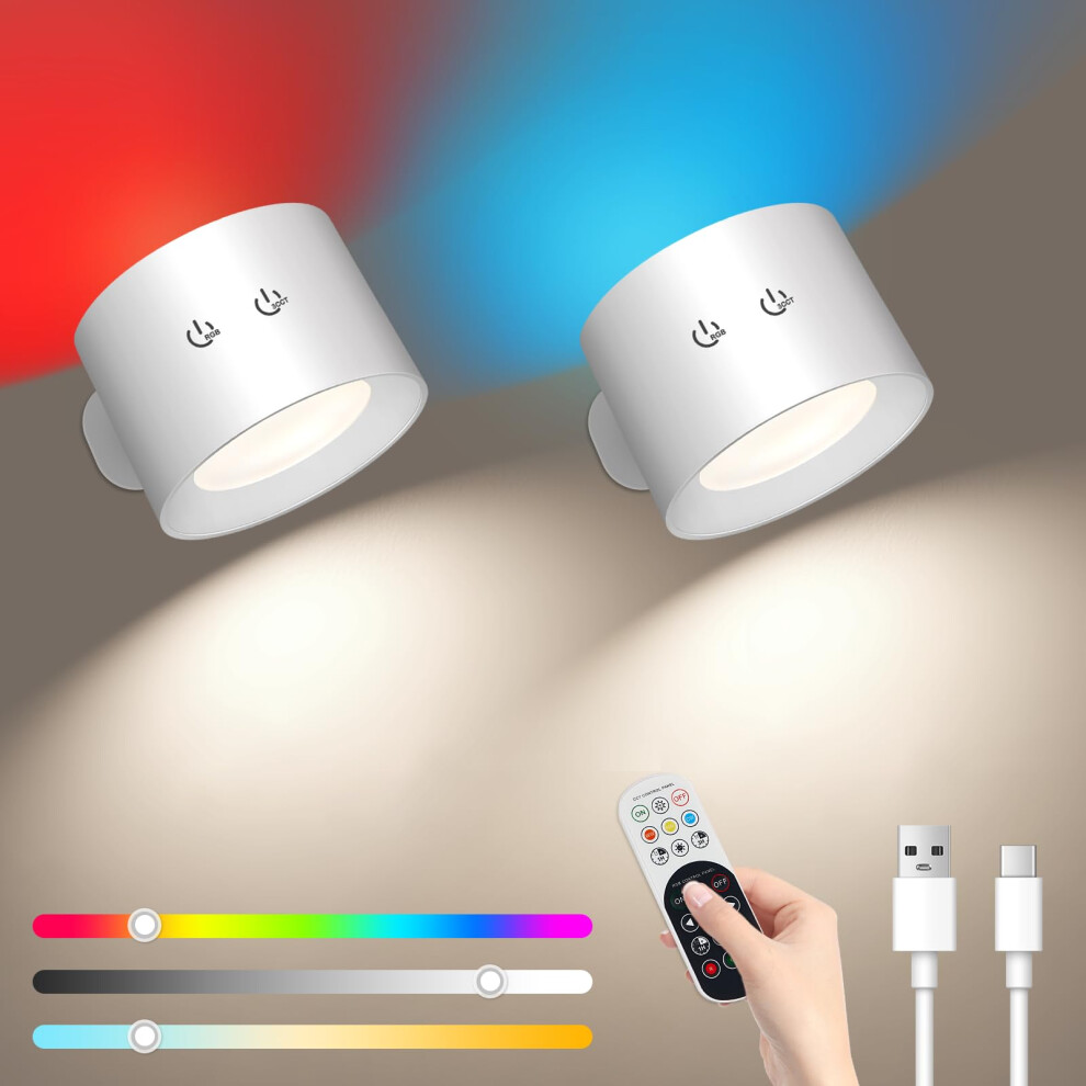 Ledronix Rechargeable Wall Indoor, Led Battery Operated Wall S With Remote, 360 Rotatable Magnetic Wall Lamp With Touch Control, 3 Color Light 79813600