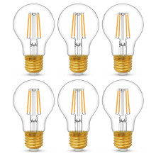 YUNRRD E27 Screw LED Edison Bulb,6W(60 Watts Equivalent),Warm White 2700K E27 Bulb,Energy Saving Screw in Light Bulb,A60 Clear LED Filament Bulbs,600