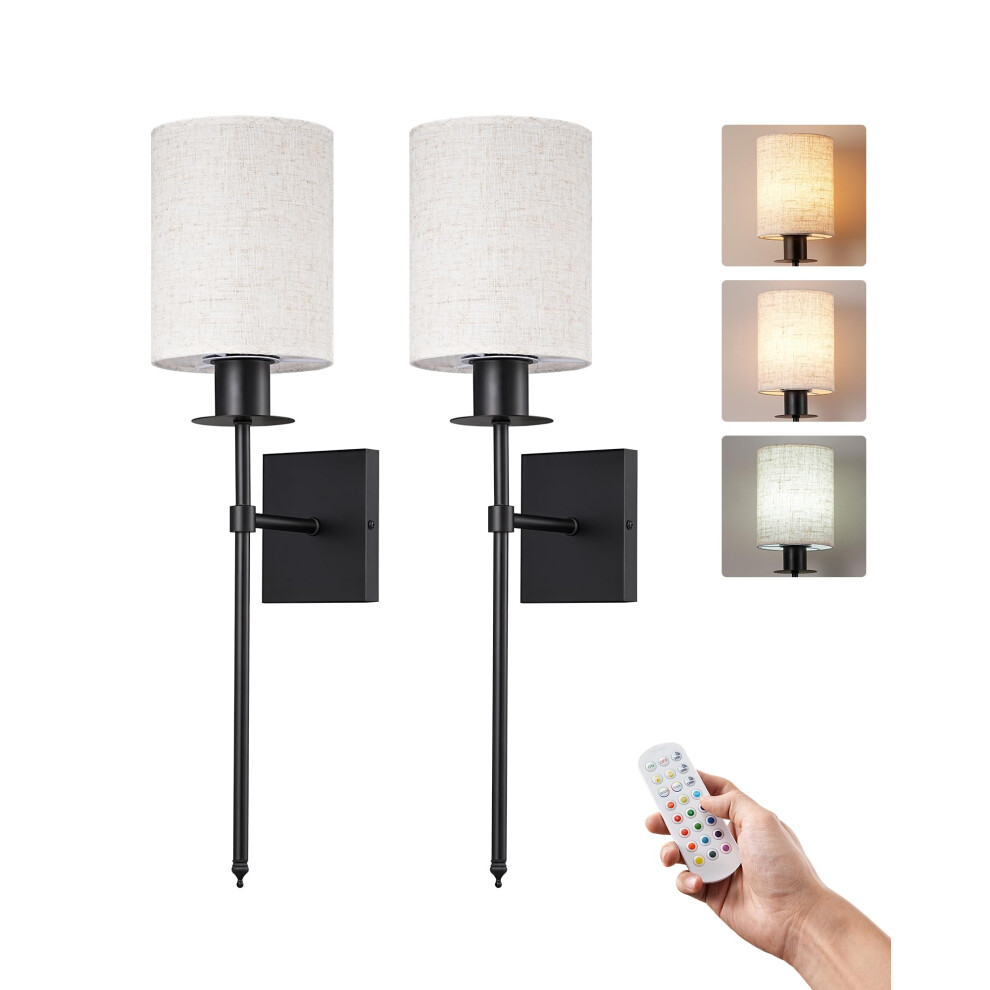 Edishine Wireless Wall Sconces Set Of 2, Rechargeable Led Wall Lamp, Dimmable Wall Not Hardwired Fixture, Usb Charging Bulbs With Remote, Moder Light