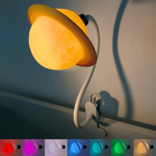 Saturn Clip On Lamp Nightlight for Kids Room - Dimmable Clip On LED Light with Detachable Head - Newborn Night Light for Boys & Girls - Breastfeeding