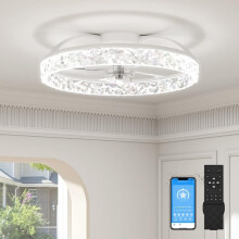 VOLISUN Ceiling Fans with Lights and Remote, 50cm Modern Smart LED Ceiling Fan Light, 6 Speeds and 3000K-6500K Dimmable Quiet Fan Ceiling Lights for