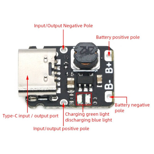 10Pcs  Lithium Battery Charging Module with 5V Output Boost 18650 Type-C with Protection,Charging Boost Power Board 2