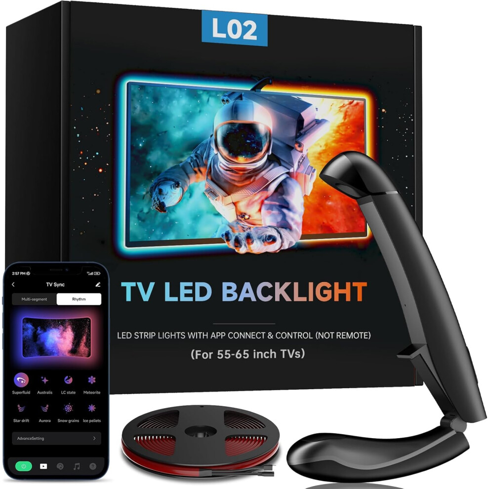 Led Tv Backlight With Sensor, 4.5M Cuttable Tv Backlight For 55-65 Inch Tvs & Pc Monitors, Smart App Control Led Lights That Sync With Tv, Game And M 77008497