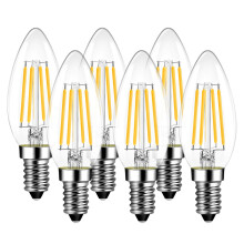 LVWIT Led E14 Candle Filament Bulbs, 5.5W Candle Bulb Warm White,60W Equivalent,2700K,806Lm, C35 Glass Candle Bulbs, Chandeliers, Ceiling Light Fitti
