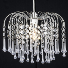 Klass Home Teardrop Acrylic Light Shade | Ceiling Light Shade | Lamp Shade | Chandeliers Ceiling Light | Chrome Finish Pendant Light Shade for Living