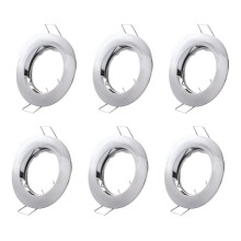 Hsthe Sea Set of 6 Recessed Light Frames, Ceiling Mount, Recessed Spotlights, Aluminium (LED/Halogen/GU10/MR16/PAR16/50 mm), Silver