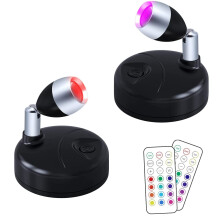 Helcona Wireless LED Spotlight w/ Remote Control, RGB Battery Spot Lights Indoor Art Lights Color Changing Mini Picture Light Dimmer Puck Lights Time