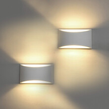 HYDONG LED Wall Lights 2 Pack Modern White Plaster Wash Lights 7W Warm White Sconce Up and Down Wall Lamp for Living Room, Bedroom, Hallway (G9 LED B