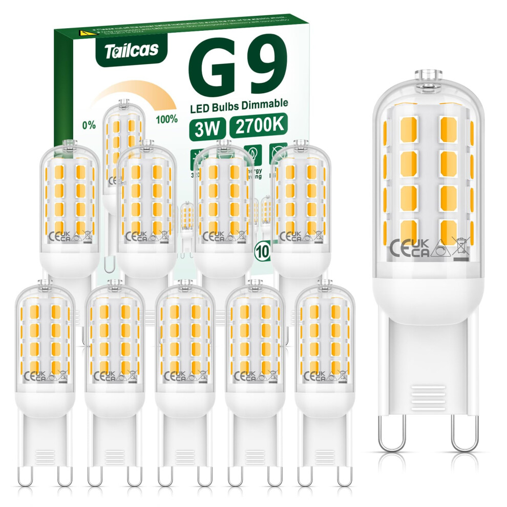 Tailcas G9 Led Bulbs Dimmable Warm 2700K, 3W 320Lm G9 Bulb Equivalent To 30W Halogen Bulb, No Flicker Ac 220-240V, Energy Saving G9 Led B White/Light 39222107