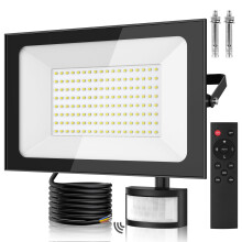 150W Security Lights with PIR Motion Sensor,IR Remote Control,15000LM 6500K Super Bright LED Floodlights Outdoor,IP65 Waterproof Spotlight,Ultra Thin