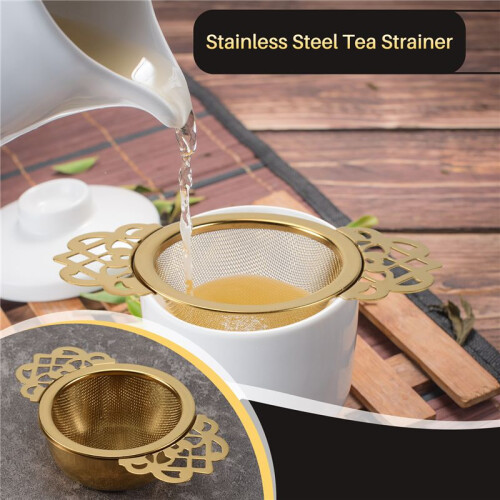 Stainless Steel Tea Strainer with Drip Bowl Easy Clean Loose Leaf Hanging Infuser Filter Kitchen Tool 2