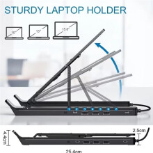 Supporto Pieghevole per Laptop 4 In 1 USB RGB, Supporto Portatile per Notebook, Base In Lega di Alluminio per Notebook PC B