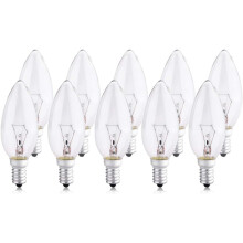 B4U Pack of 10 Small Screw Candle Bulbs 40Watt, Clear Edison Screw in Bulb SES /E14, 240V