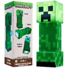 Minecraft Creeper Torch Night Light, 2-in-1 Torch & Lamp, Flashlight with 3 Modes, USB & Battery-Powered Gaming Decor, Gifts for Gamers