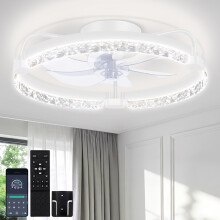 OUTON 50cm Ceiling Fans with Lights and Remote, 6 Speeds