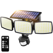 Solar Security Light Outdoor Light 189LED 1200LM, 3 Modes Solar Lights Outdoor Garden with Remote Control 3 Heads, Motion Sensor Lights Outdoor Solar