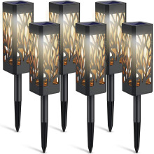 WdtPro Solar Lights Outdoor Garden, 6 Pack Garden Lights Solar Powered Waterproof with Warm White LED Lights, Solar Garden Ornaments Outdoor for Pati