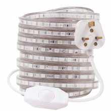 GQL 1m Dimmable LED Strip Mains Powered, Red SMD 5050 60leds/m IP65 Waterproof Commercial Rope Light with UK Plug, DIY Indoor Outside Decor Ribbon Li