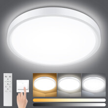Smanu Dimmable LED Ceiling Light Panel with Remote Control,18W 1500LM,3000K-6000K,Night Light Function,IP54 Waterproof Round LED Flush Mount Ceiling