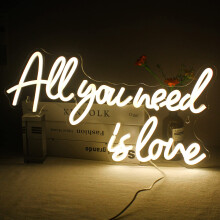 All You Need is Love Neon Sign, Warm white Neon Signs for Wedding, LED Light Up Sign for Bedroom, Livingroom, Engagement, Wedding Decor