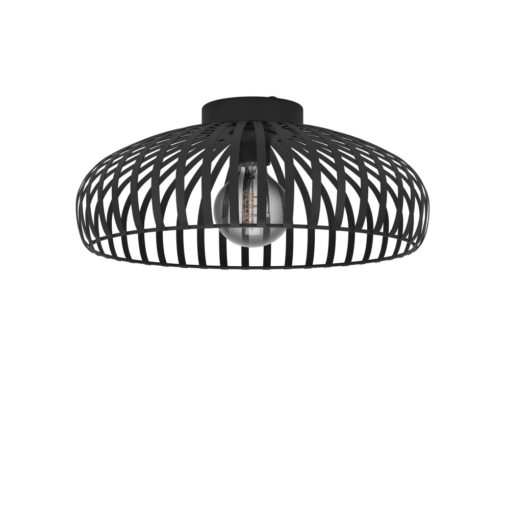 Eglo Ceiling Fixture Mogano 3, Flush-Mount Ceiling Lamp In Monochrome Design, Metal Living Room And Hallway Ing, E27 Socket, Ø 17 In Light/Black