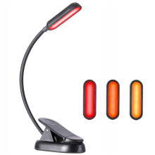 LXSINO Amber & Red Book Lights for Reading in Bed - Amber (1600K)/Red (625nm) - 8 LEDs, 30+ Hours Long Lasting, USB-C Charging Rechargeable Flex Clip