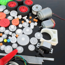 Toys Cars Robots DIY Accessories DIY Motorized Car Robot Kit with Worm Drive, Belts, Bearings, Wheels, Gears for Kids
