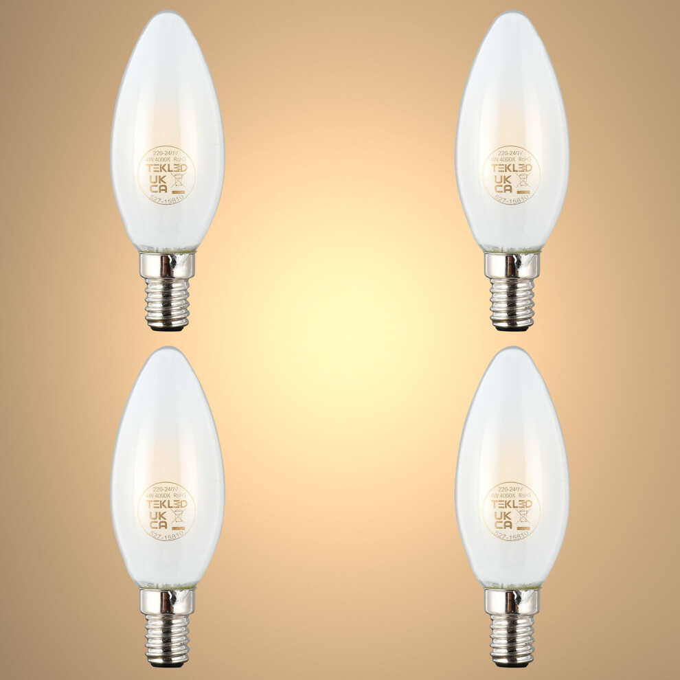 Tekled C35 Candle Dimmable Filament Led Bulbs | E14 Small Edison Screw | B11 Energy Saving 4W Glass Bulb 40W Incandescent Bulb Equivalen Light/White 95585451