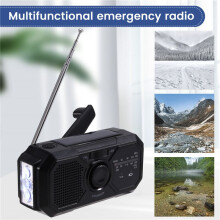 Notfall-Wetterradio FM/AM, Tragbares Handkurbel-Generatorradio, Taschenlampe, Solarbetrieben 1200 MAh für Camping im Freien
