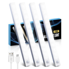 KALAHOL Under Cabinet Kitchen Lights 4 Pack, 4 Modes, USB Motion Sensor Cupboard Light, USB Type-C, Stepless Dimming, with Magnetic Sticker, for